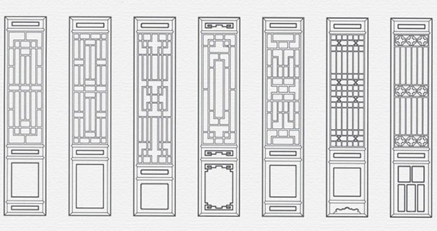 富县常用中式仿古花窗图案隔断设计图