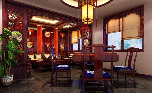 富县古典中式风格茶楼包间设计装修效果图